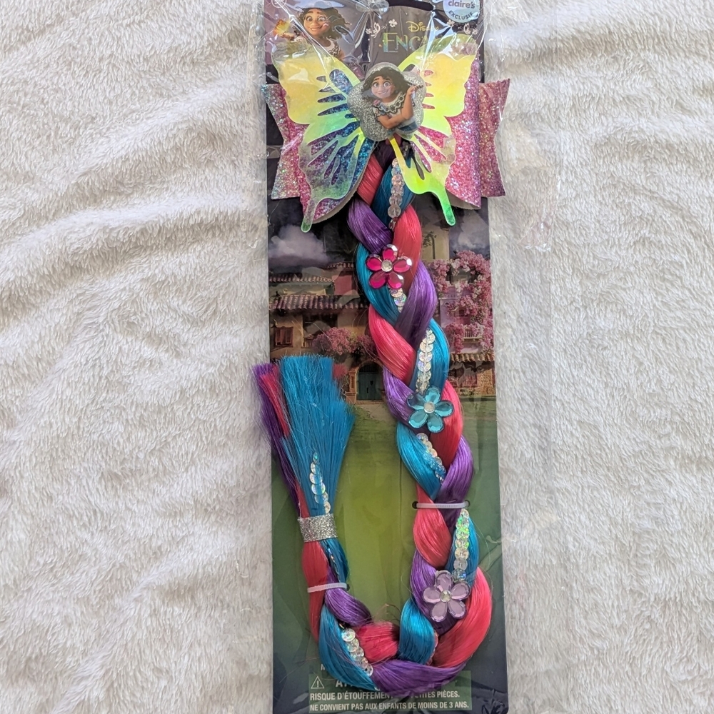 BRAND NEW Claire’s Disney Encanto Butterfly Bow Barrett Multicolor Hair Braid